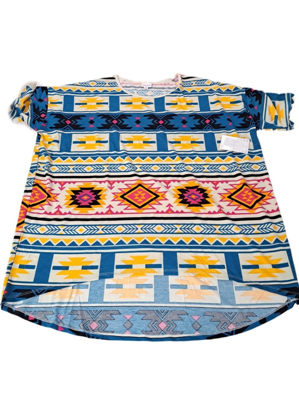 LuLaRoe Irma Aztec Southwestern Tunic Length High Low Tee Top Women's Size 3XL